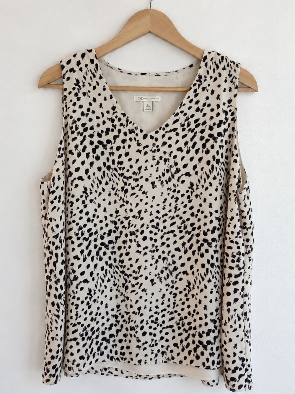 Cato Cream and Black V-Neck Top